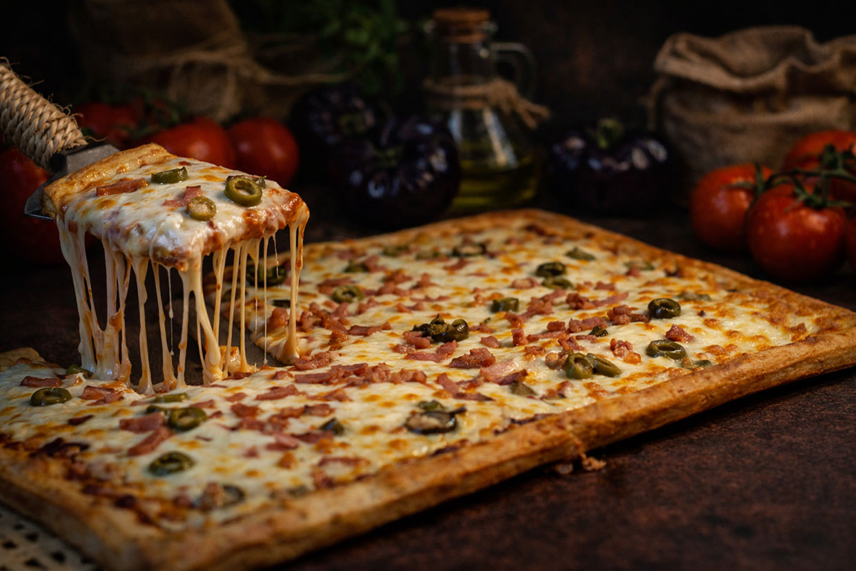 Pizza Rectangular Bacon Aceitunas